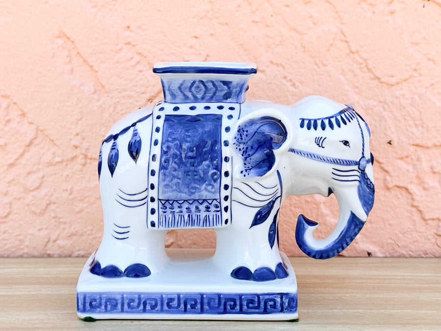 Petite Bombay Blue and White Elephant Vase