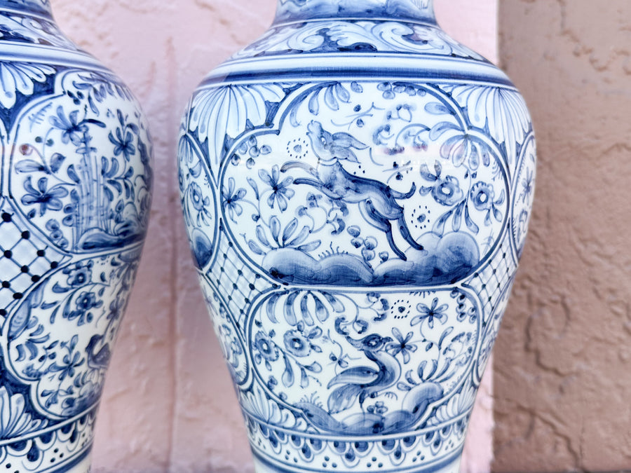 Pair of Blue and White Vases from Portugal