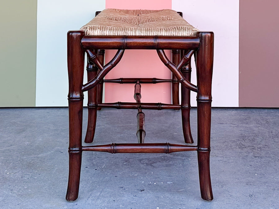 Rush and Faux Bamboo Bench