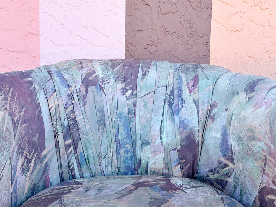 Pair of Totally 80s Upholstered Barrel Chairs