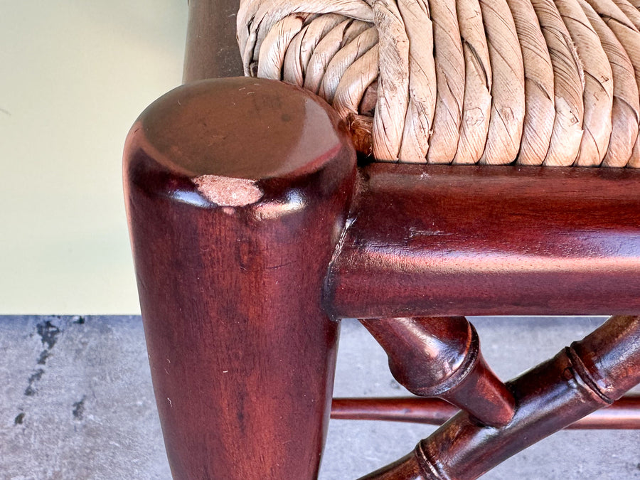 Rush and Faux Bamboo Bench
