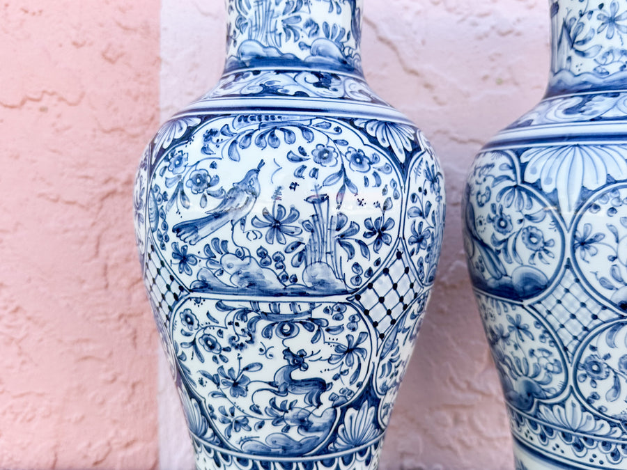 Pair of Blue and White Vases from Portugal