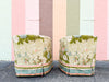 Pair of Chinoiserie Chic Upholstered Barrel Chairs