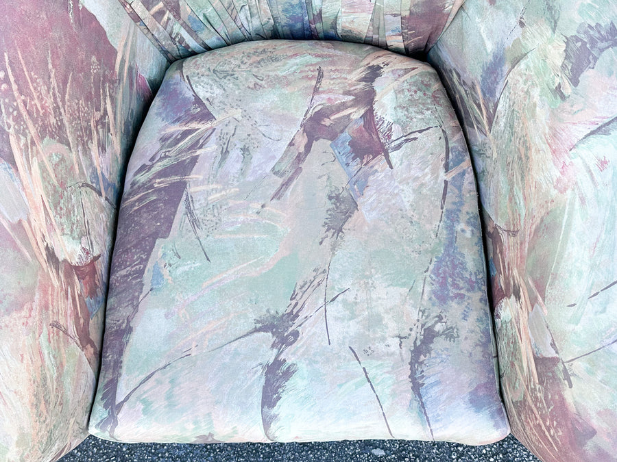 Pair of Totally 80s Upholstered Barrel Chairs