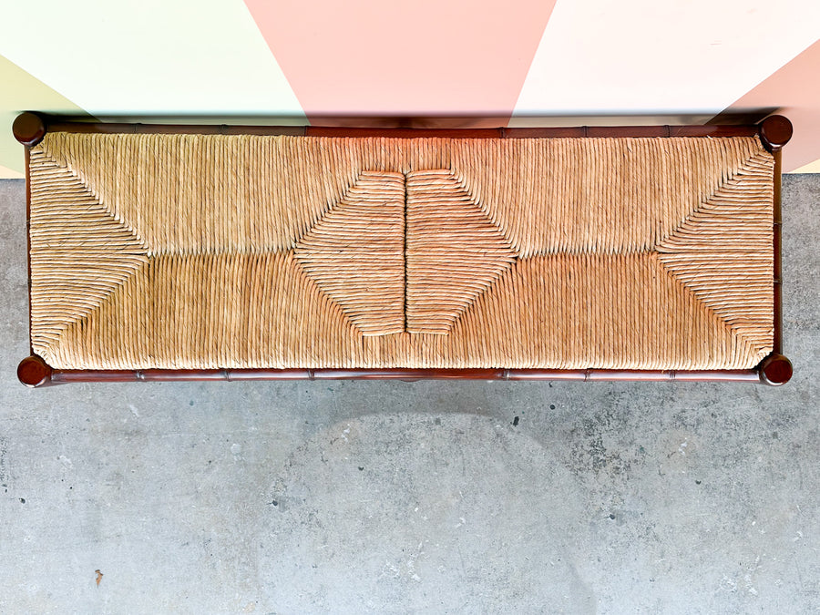 Rush and Faux Bamboo Bench