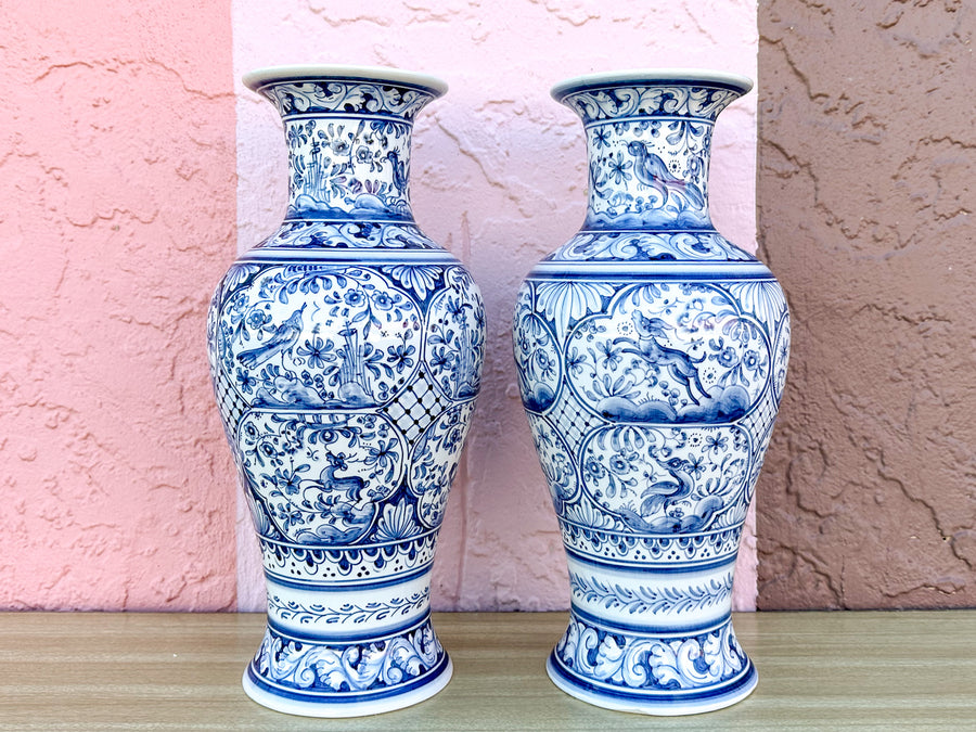 Pair of Blue and White Vases from Portugal