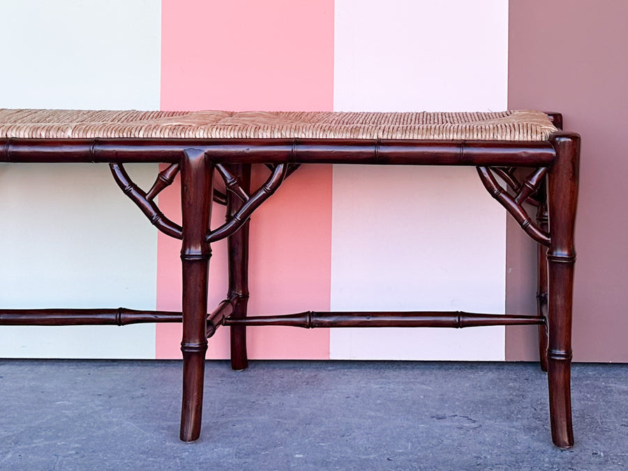 Rush and Faux Bamboo Bench