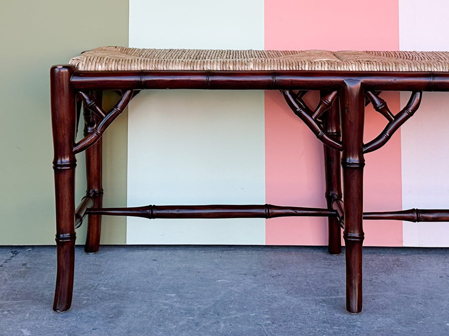 Rush and Faux Bamboo Bench