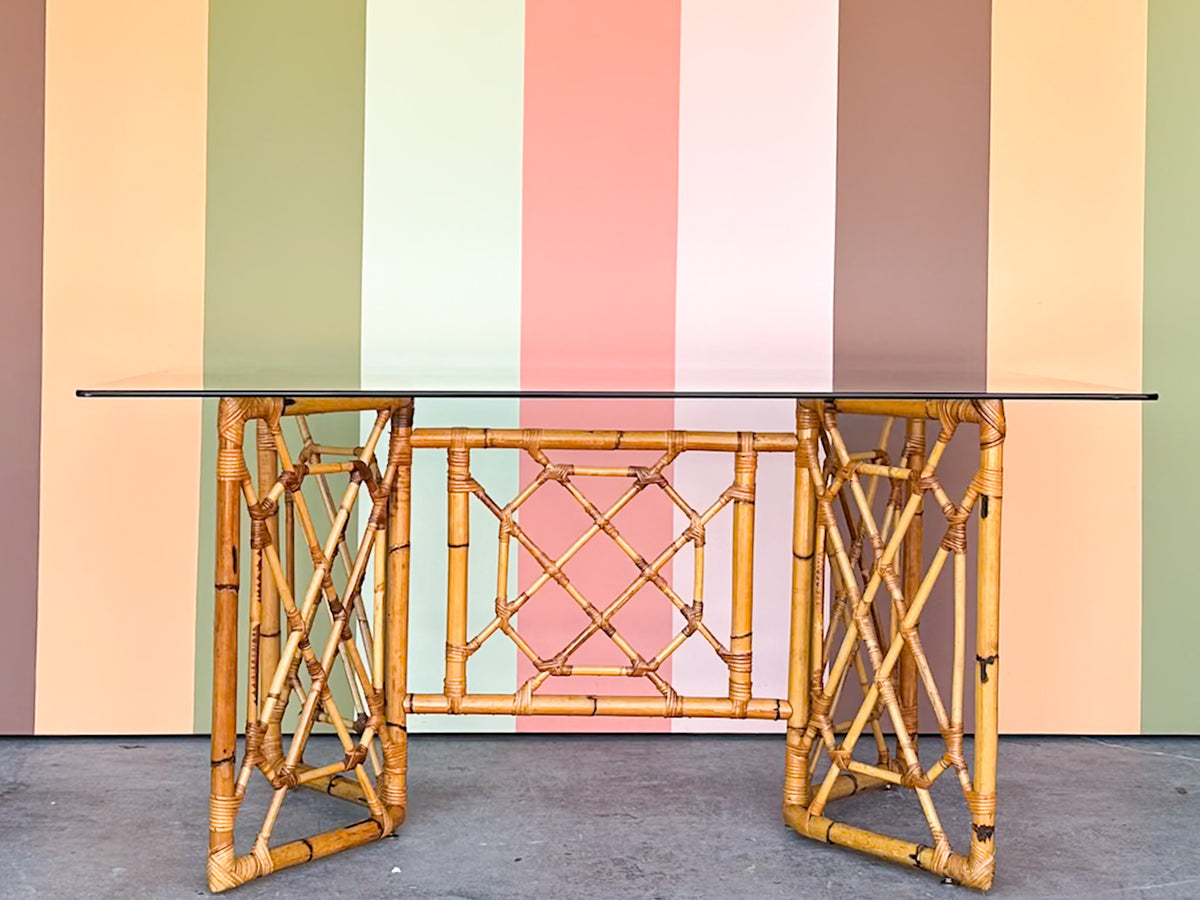 Fretwork Rattan Dining Table