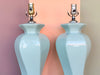 Pair of Mint Swirl Lamps