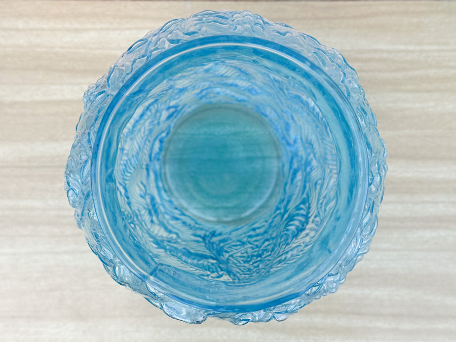 Large Teal Peacock Glass Vase