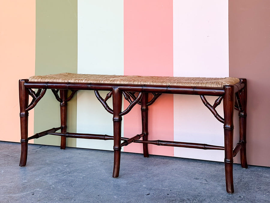 Rush and Faux Bamboo Bench