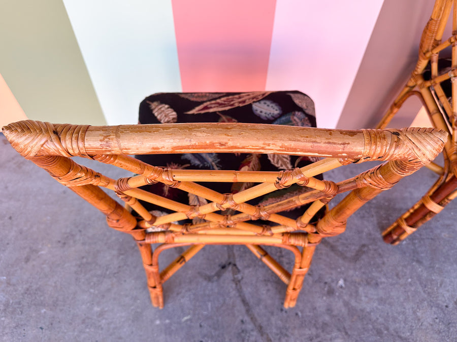 Set of Four Fretwork Rattan Dining Chairs