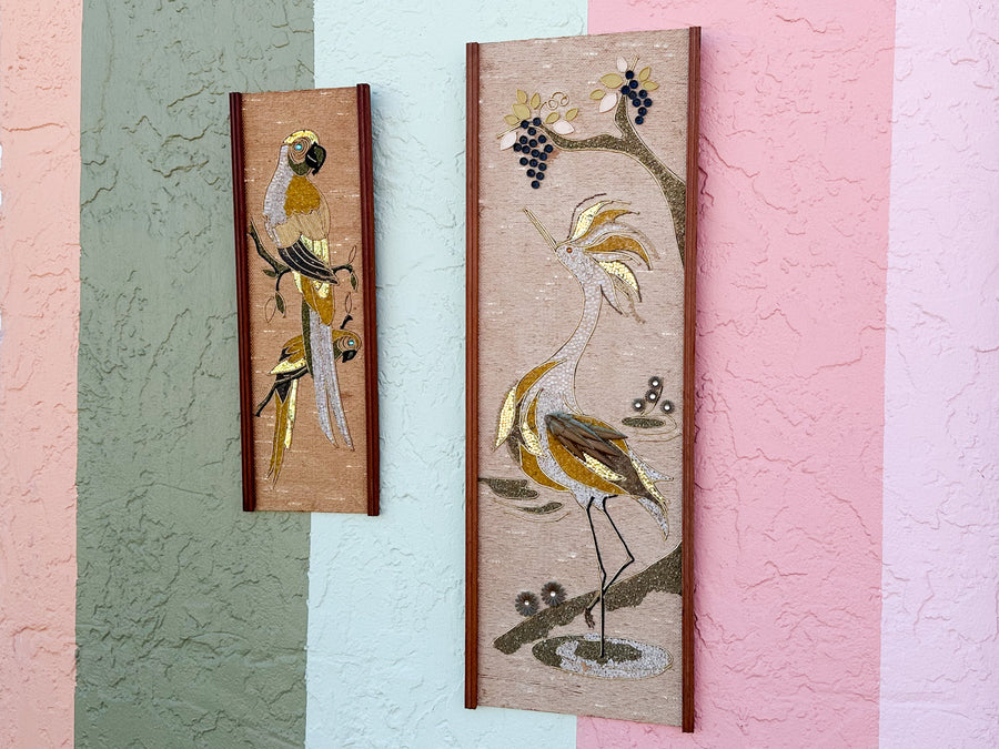 Pair of MCM Regency Gravel Bird Art