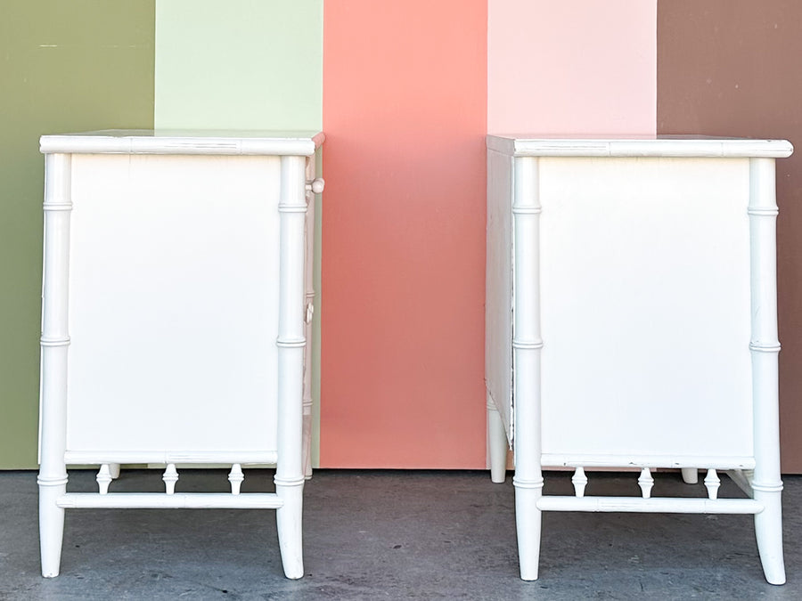 Pair of Century Faux Bamboo Nightstands