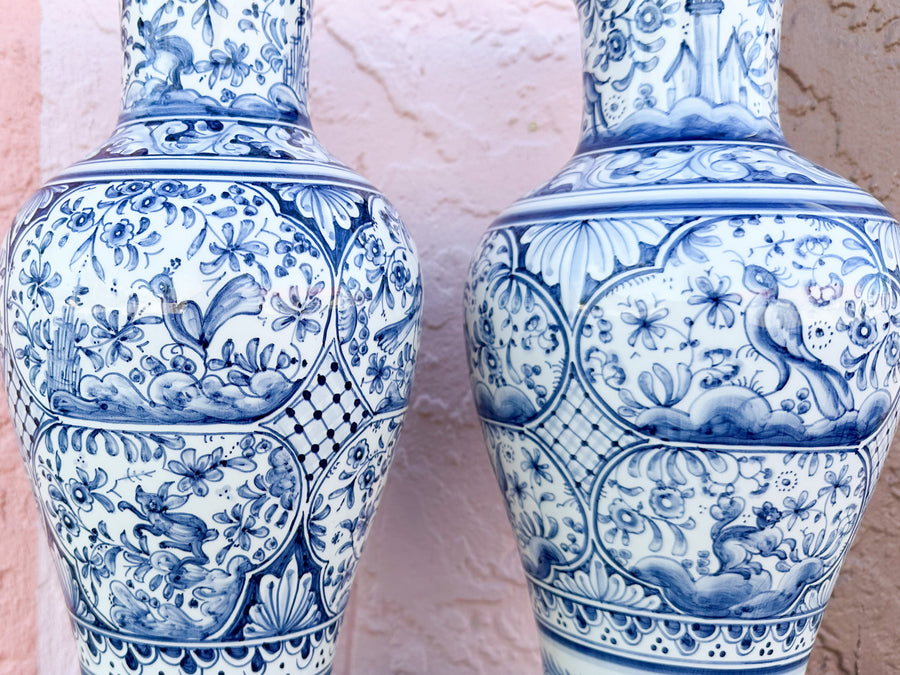 Pair of Blue and White Vases from Portugal