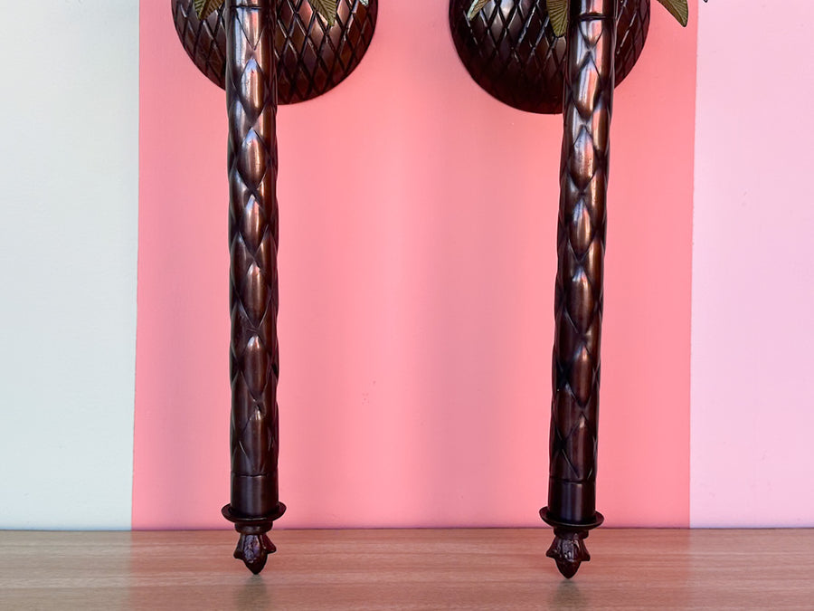 Pair of Palm Tree Candle Wall Sconces
