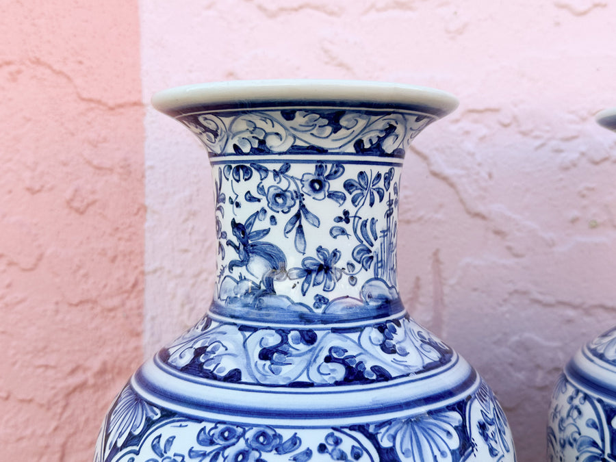 Pair of Blue and White Vases from Portugal