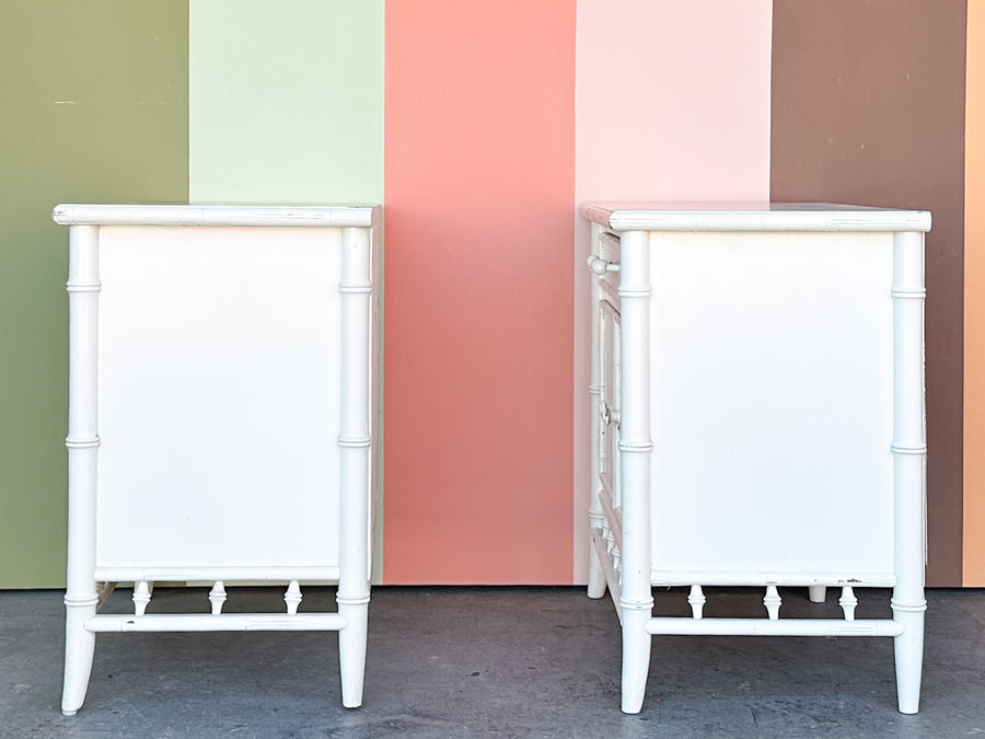 Pair of Century Faux Bamboo Nightstands