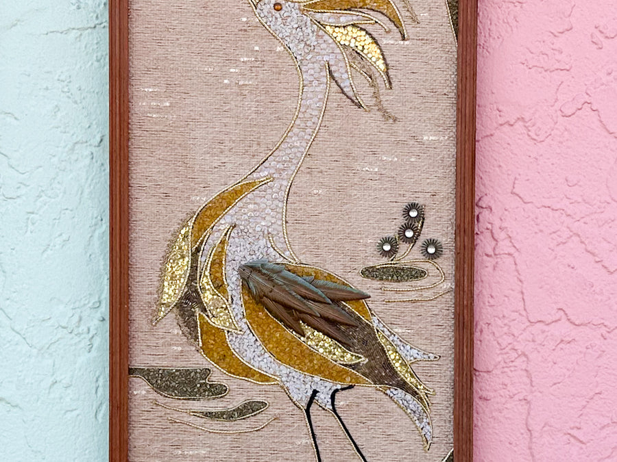 Pair of MCM Regency Gravel Bird Art