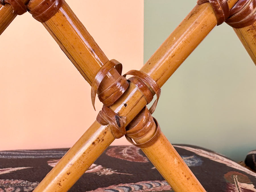 Set of Four Fretwork Rattan Dining Chairs