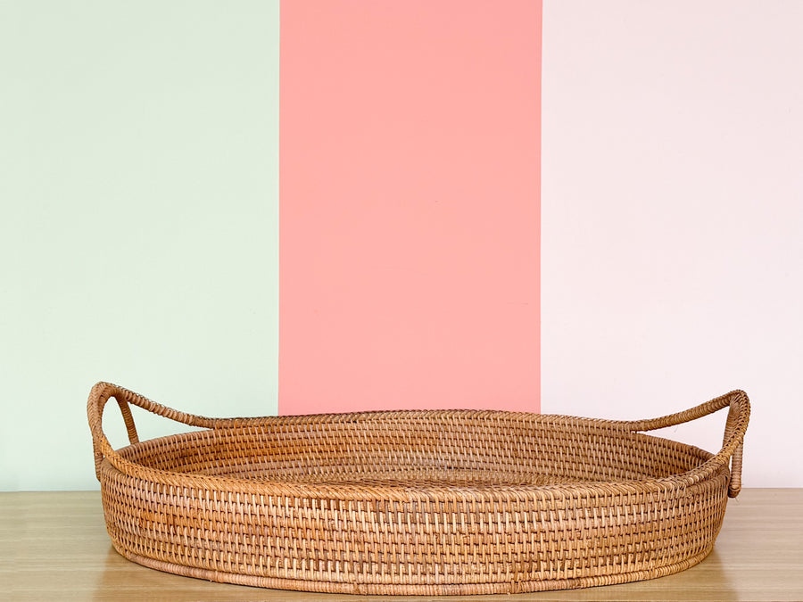 Large Cane and Rattan Tray