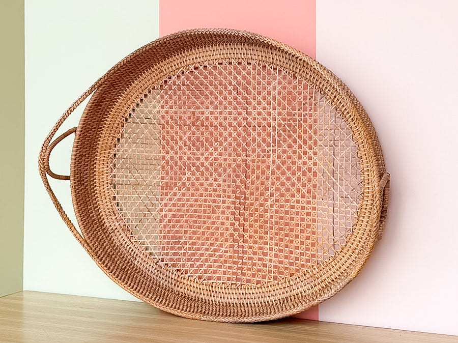 Large Cane and Rattan Tray