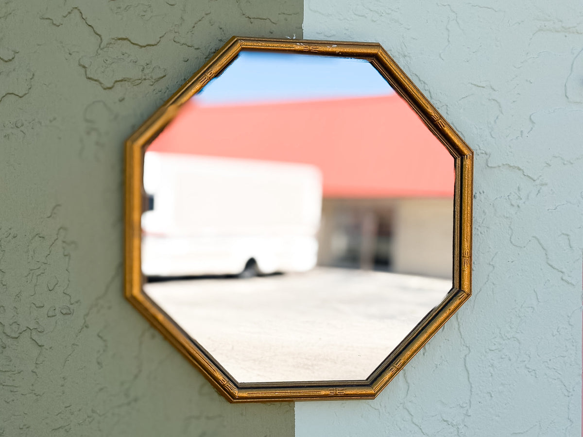 Petite Gold Faux Bamboo Octagon Mirror