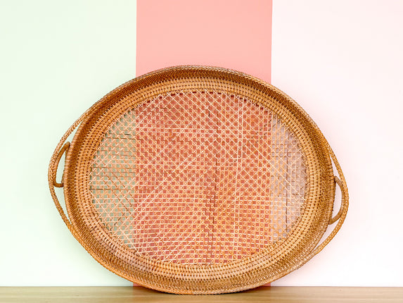 Large Cane and Rattan Tray