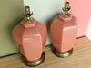 Pair of Coral Glass Lamps
