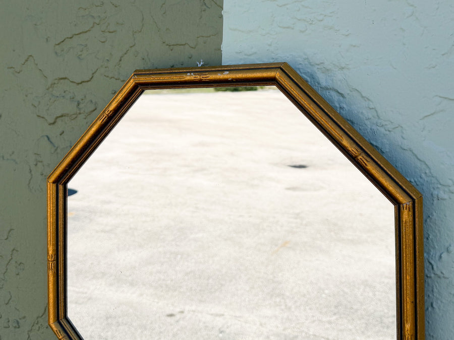 Petite Gold Faux Bamboo Octagon Mirror