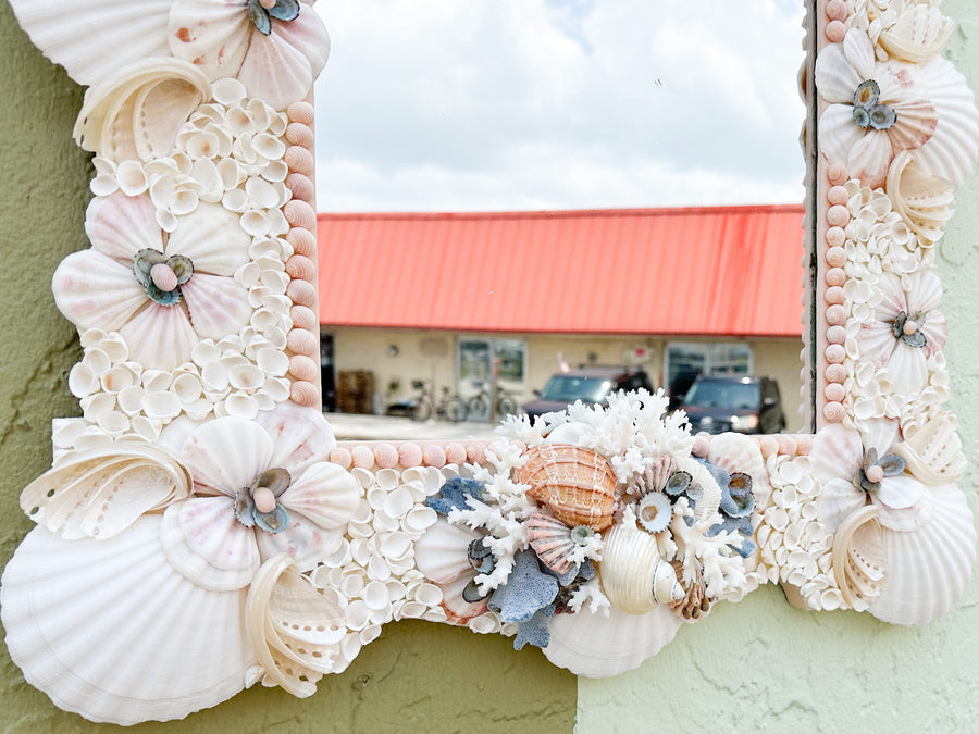 Beautiful Pink and Blue Shell Mirror