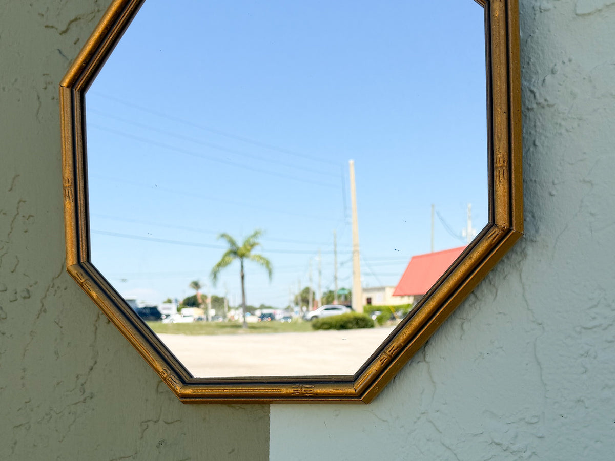 Petite Gold Faux Bamboo Octagon Mirror