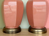 Pair of Coral Glass Lamps