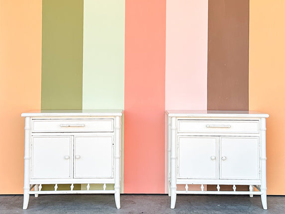 Pair of Century Faux Bamboo Nightstands