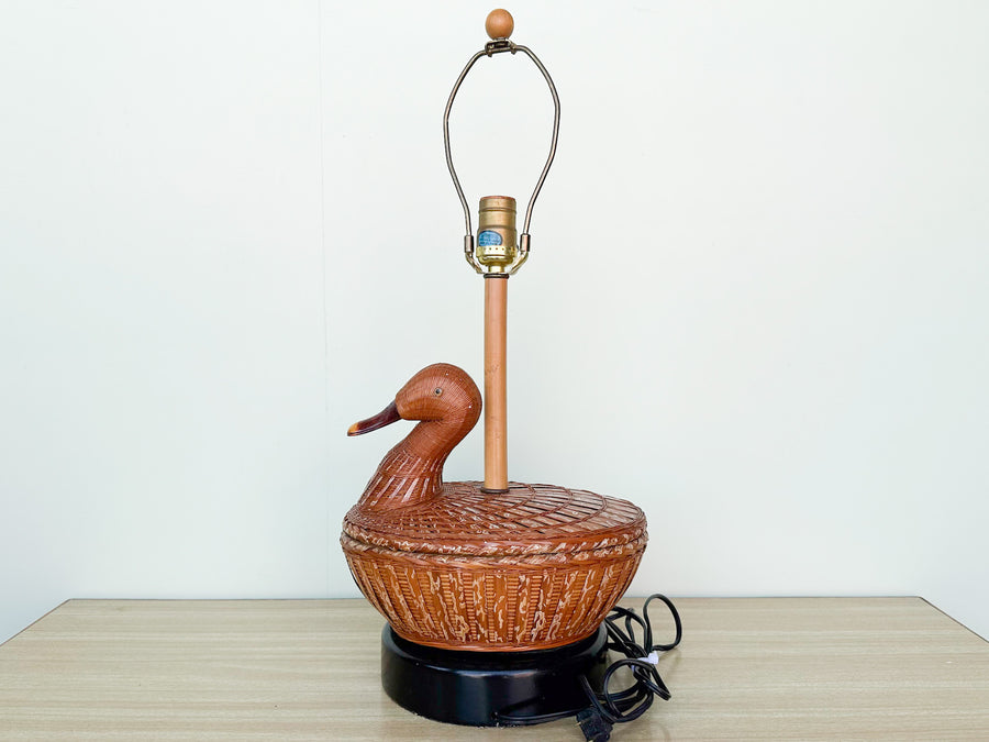 Cute Wicker Duck Lamp