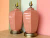 Pair of Coral Glass Lamps