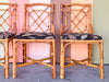 Set of Four Fretwork Rattan Dining Chairs