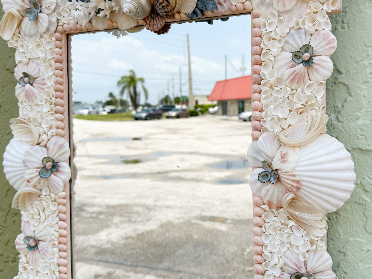 Beautiful Pink and Blue Shell Mirror