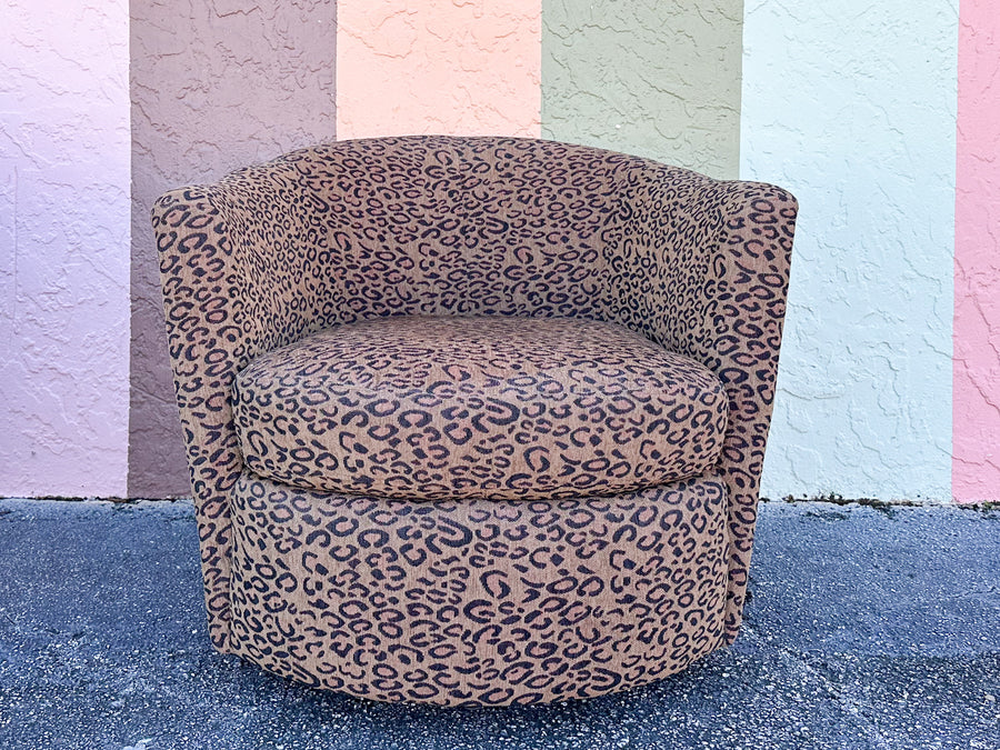 Pair of Fierce Leopard Print Swivel Chairs