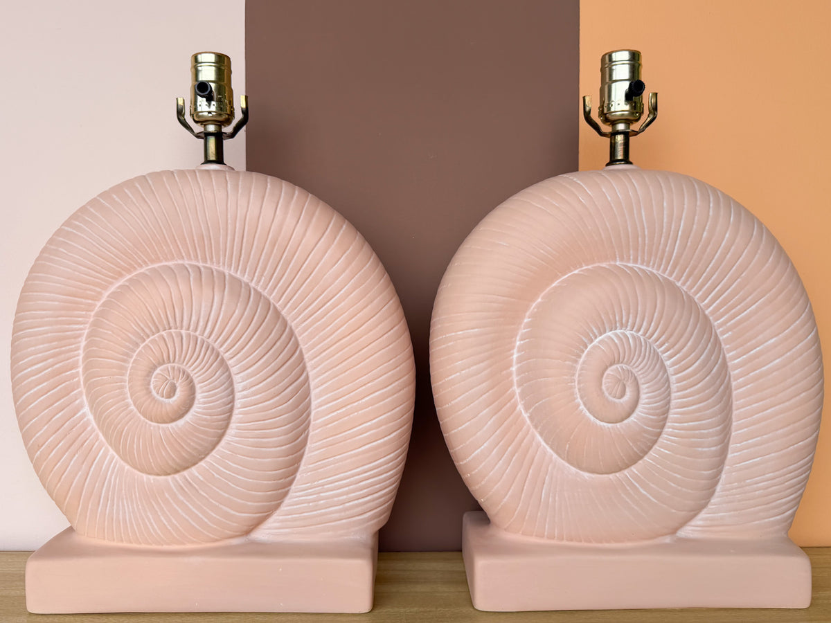 Pair of Pink Nautilus Lamps