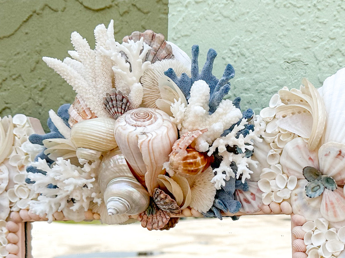 Beautiful Pink and Blue Shell Mirror