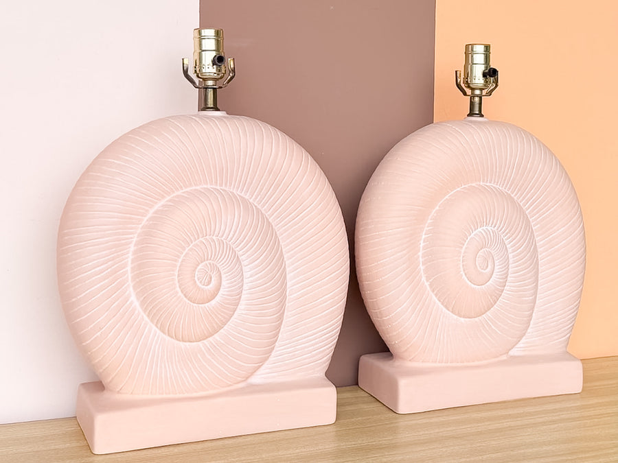 Pair of Pink Nautilus Lamps