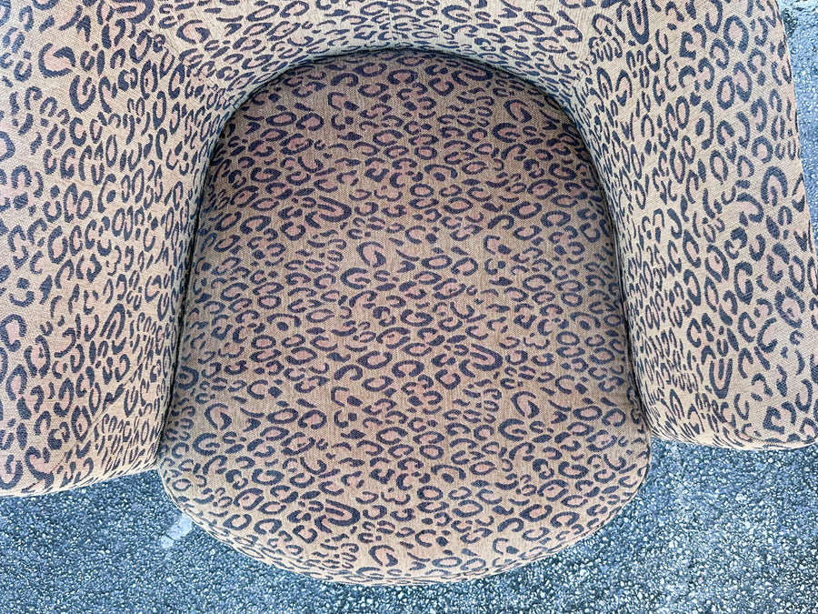 Pair of Fierce Leopard Print Swivel Chairs