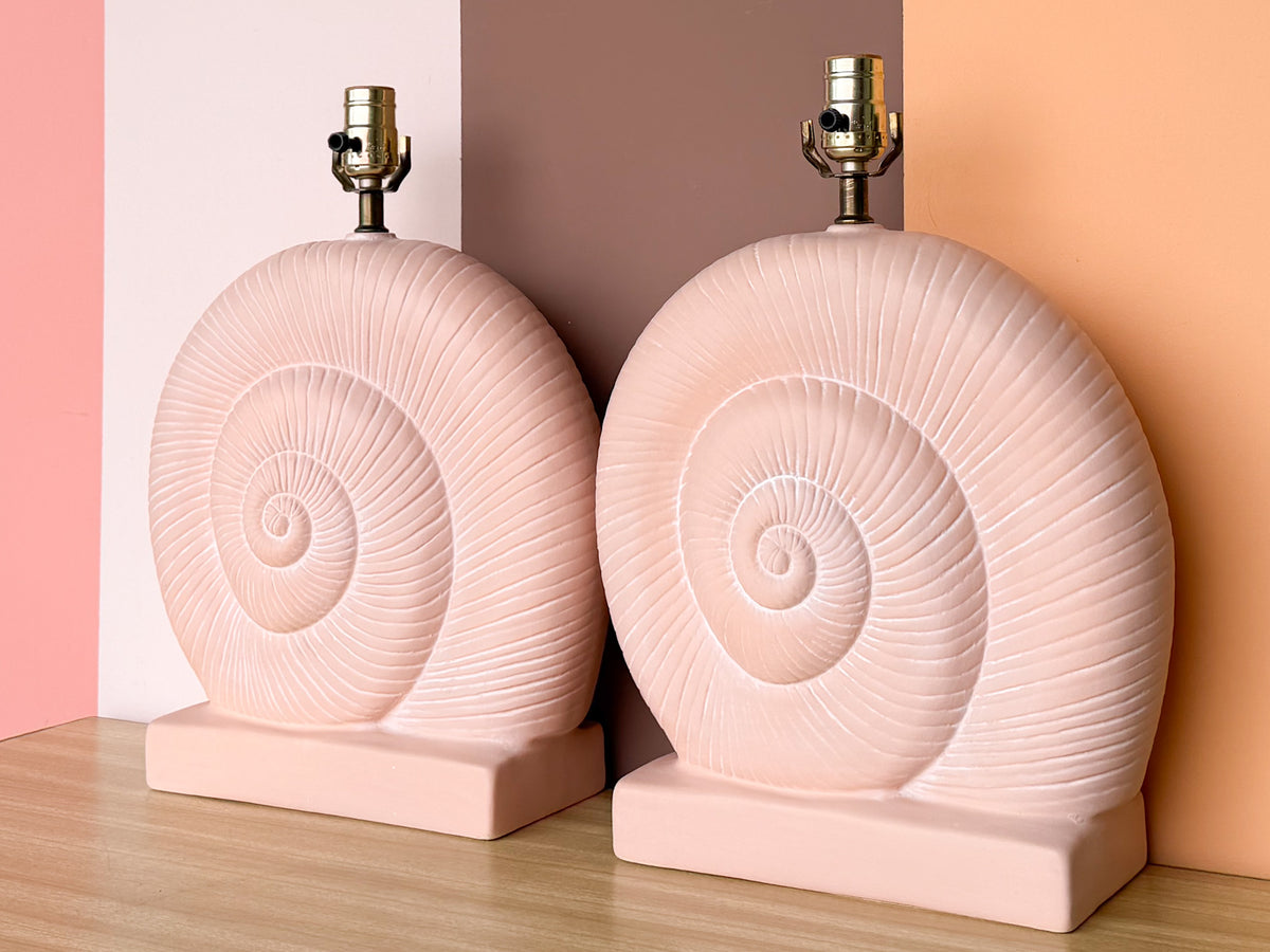 Pair of Pink Nautilus Lamps