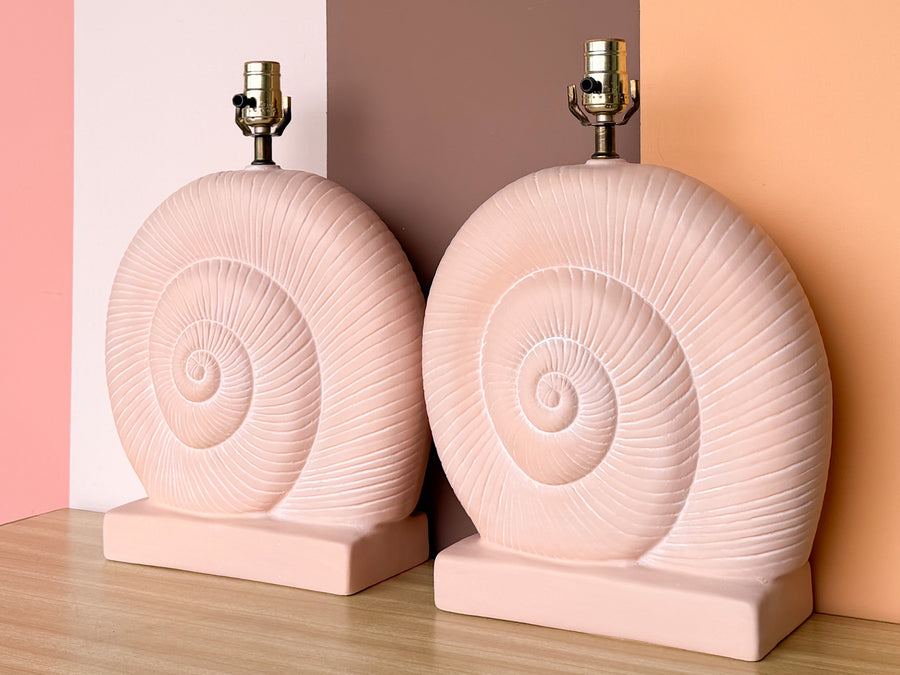 Pair of Pink Nautilus Lamps