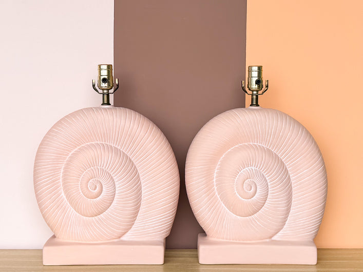 Pair of Pink Nautilus Lamps