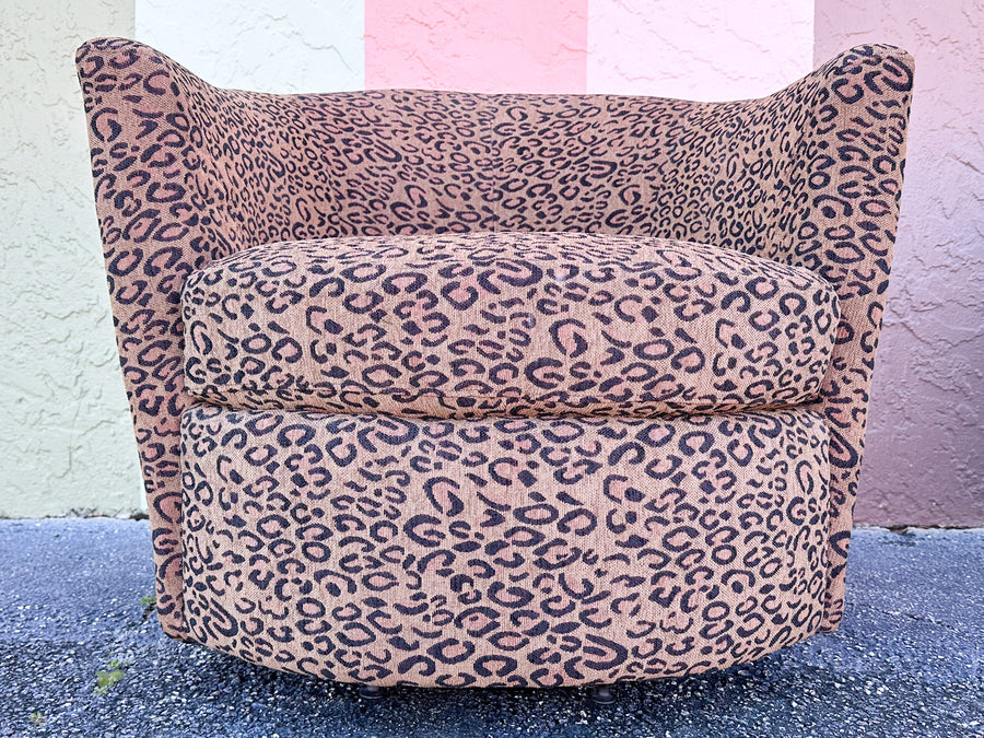 Pair of Fierce Leopard Print Swivel Chairs