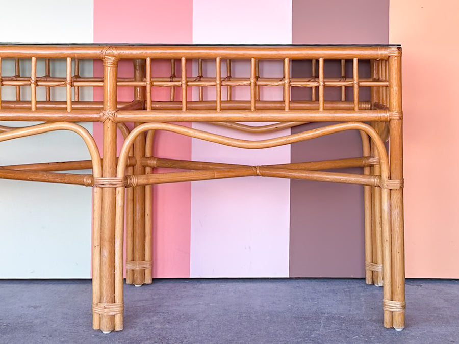 Old Florida Rattan Console