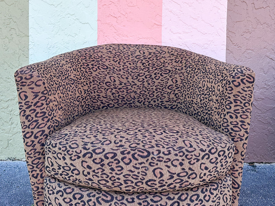 Pair of Fierce Leopard Print Swivel Chairs
